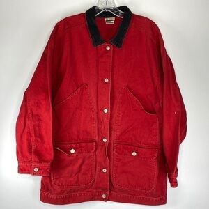 Vintage Memphis Red Field Chore Barn Jacket Cotton Corduroy Collar